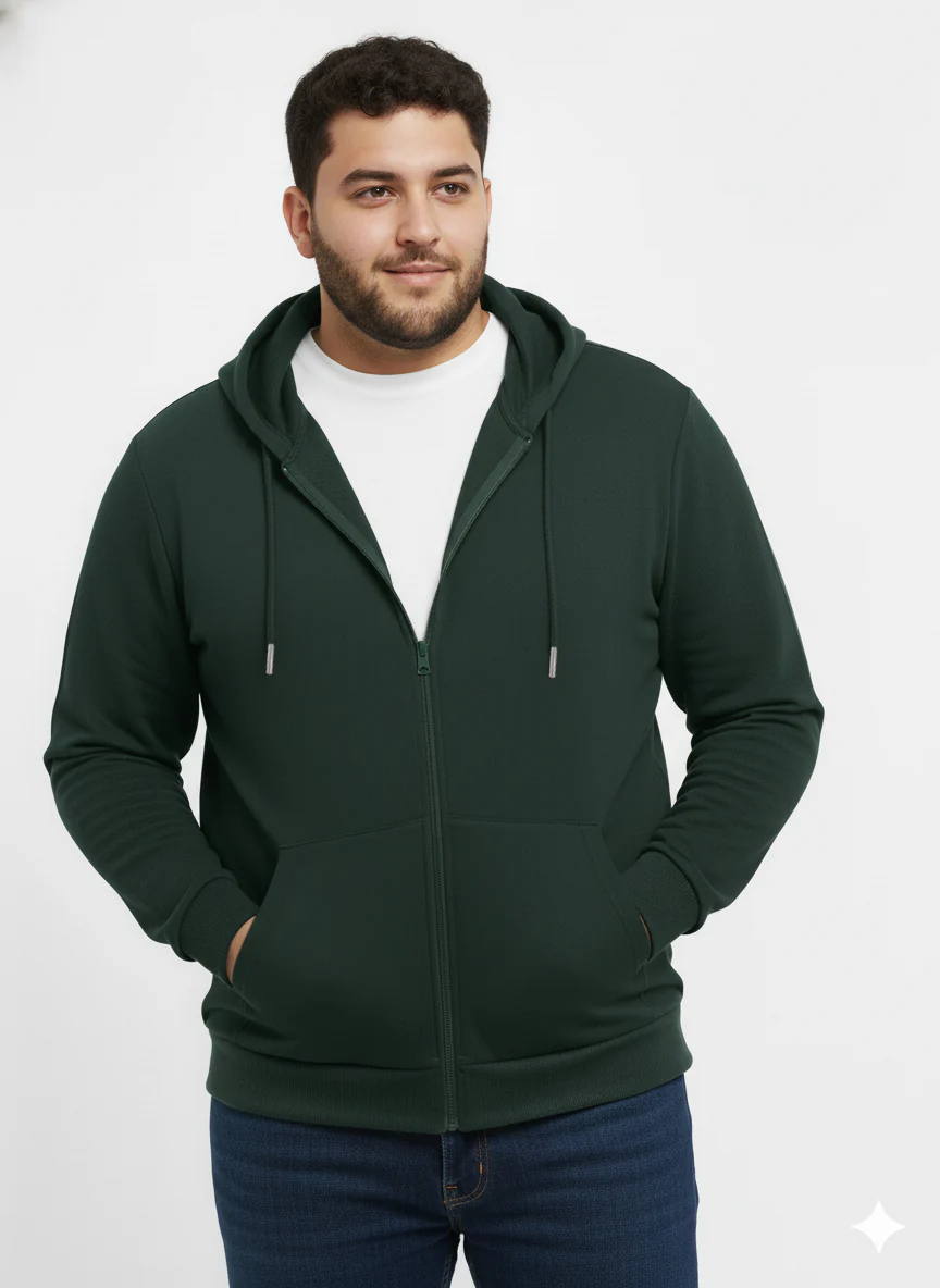 Solid Zipper Hoodie Plus Size - Image 14