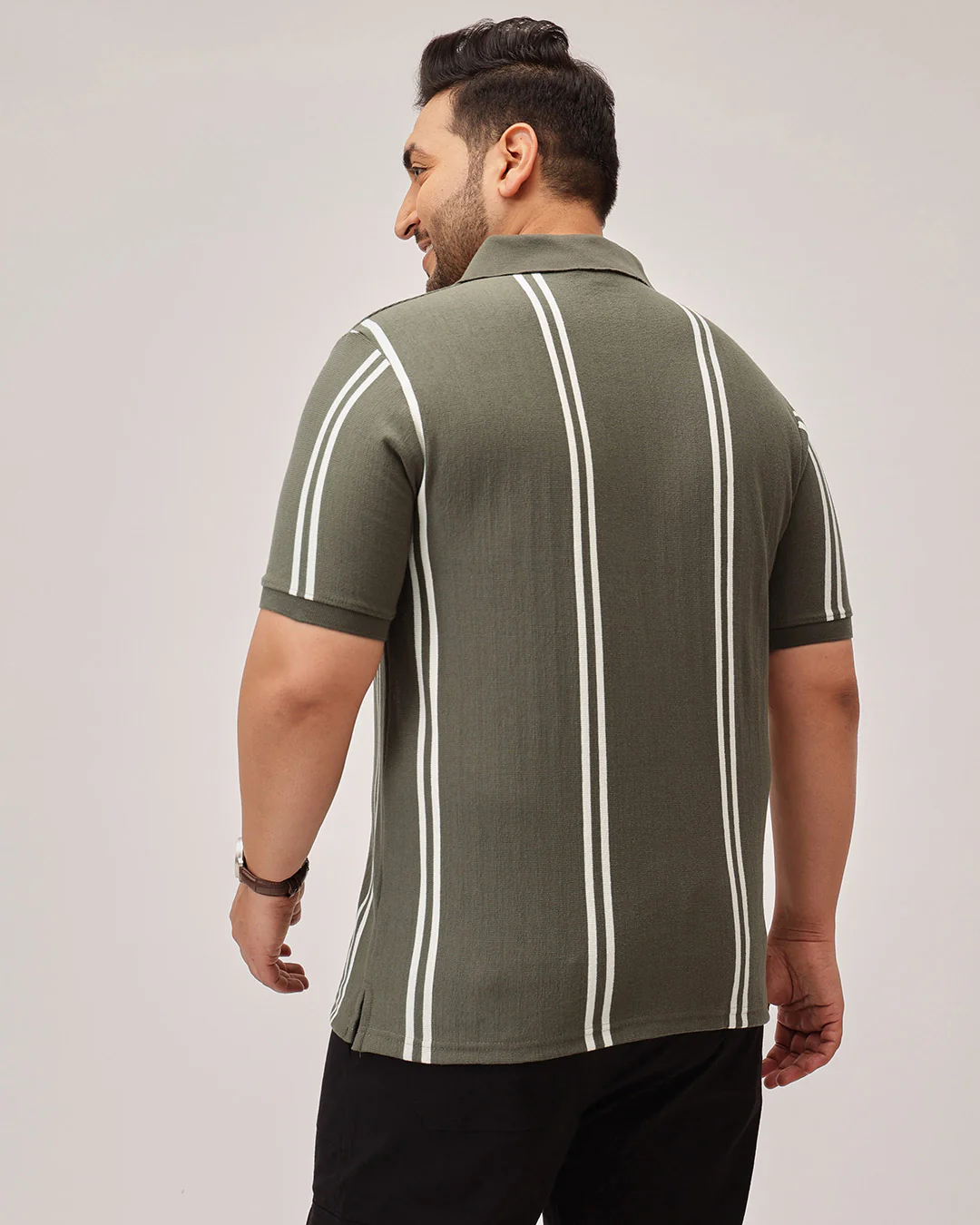 Stripe Zipper Plus Size Polo - Image 6
