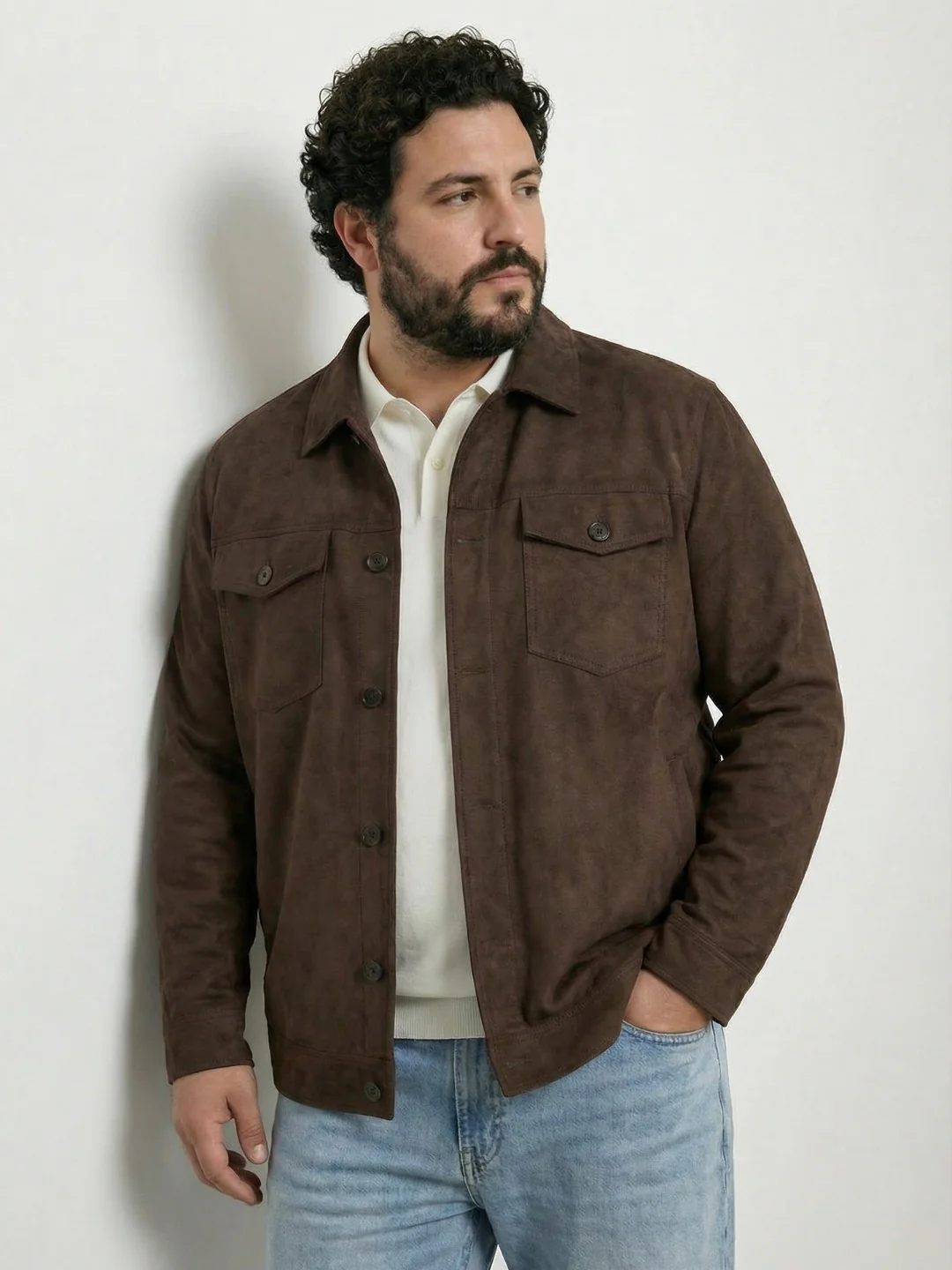 Plus Size Suede Jacket