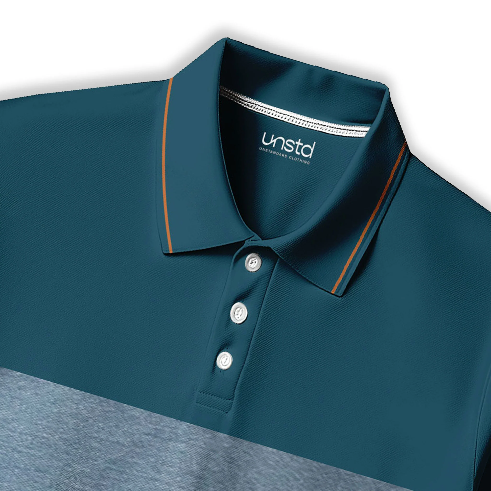Teal Blue Multicolour Polo T-shirt - Image 2