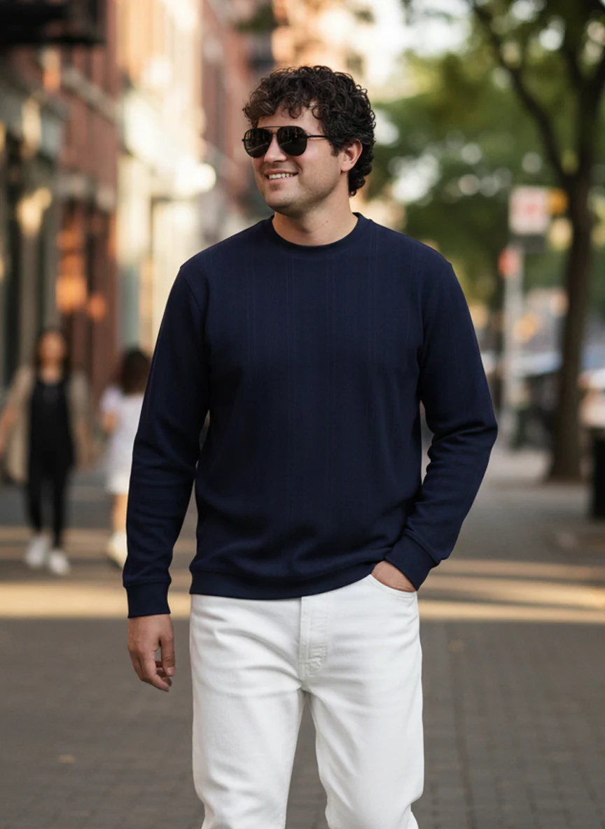 Textured Jacquard Full Sleeve Plus size T-shirt - Image 3