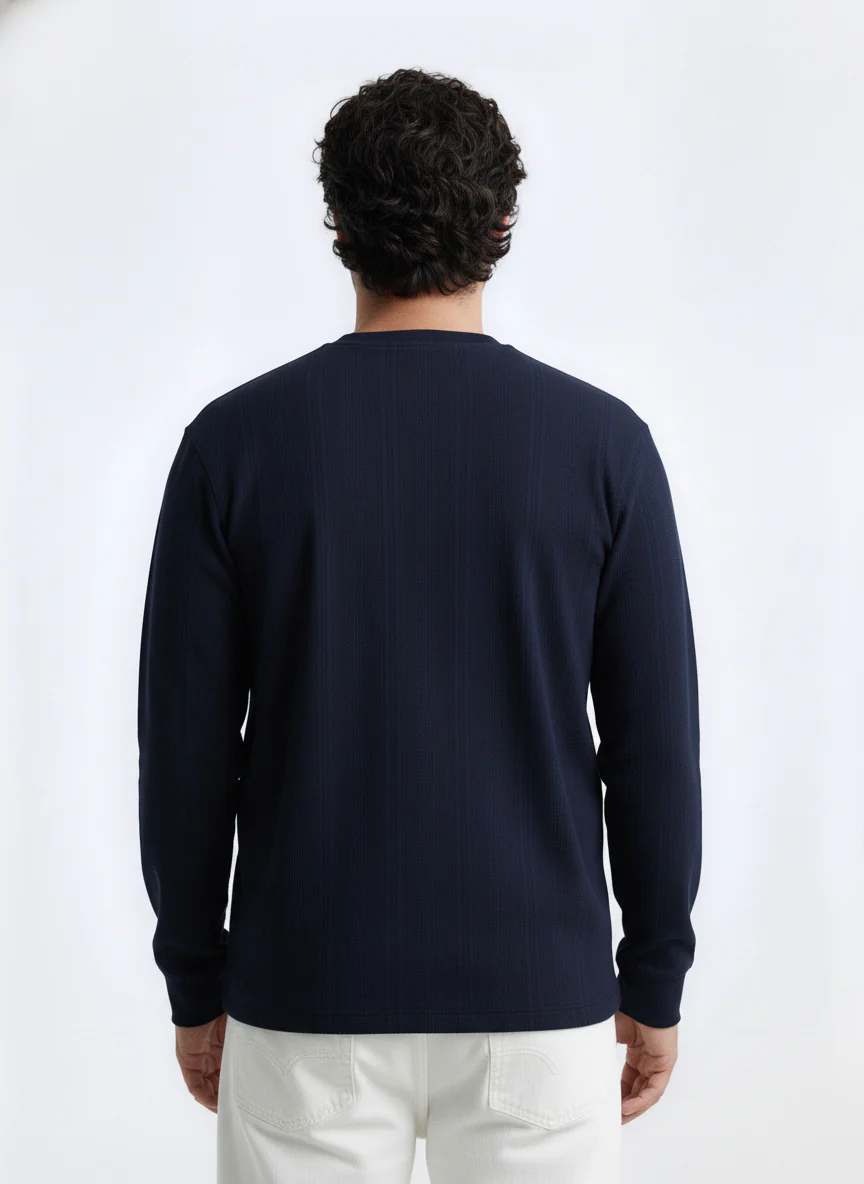 Textured Jacquard Full Sleeve Plus size T-shirt - Image 4