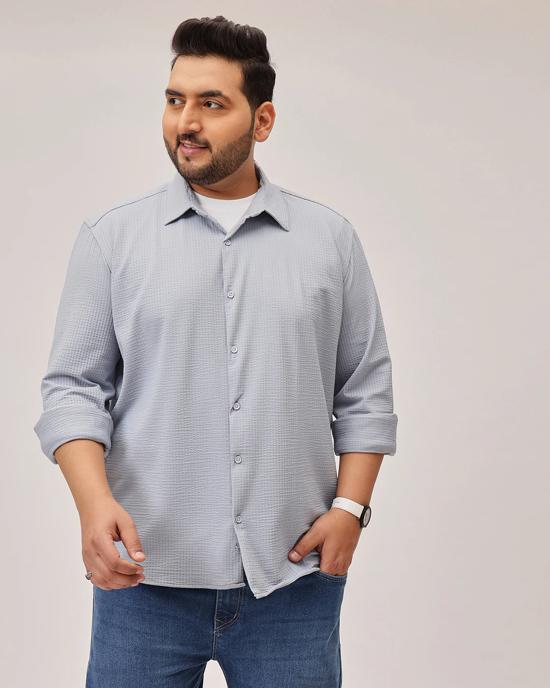 Textured Plus Size Shirt - Image 3