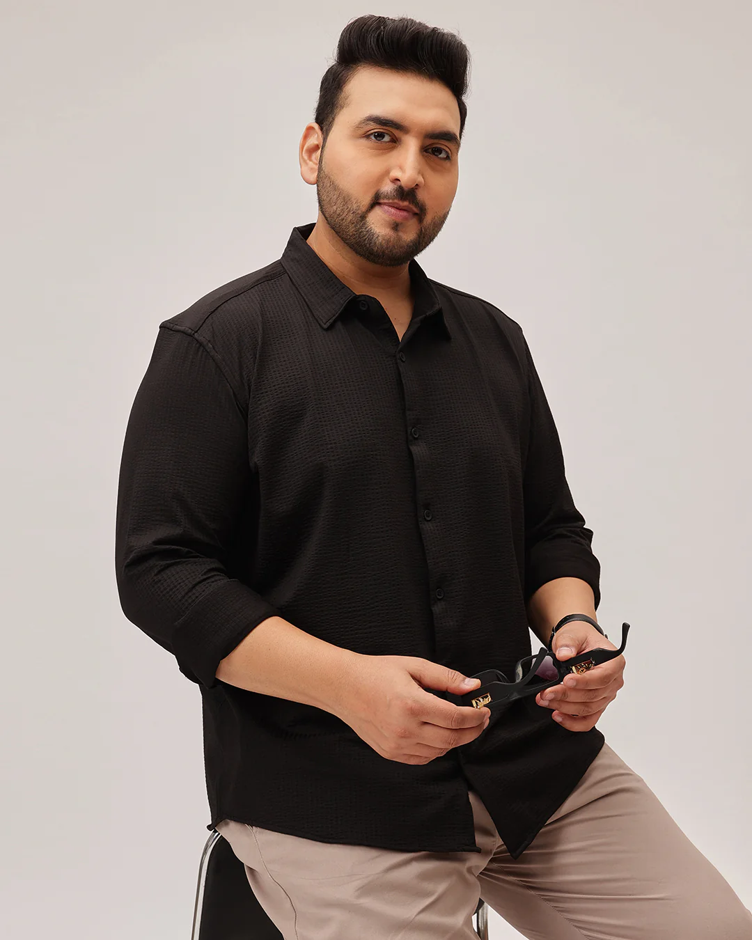 Textured Plus Size Shirt - Image 36