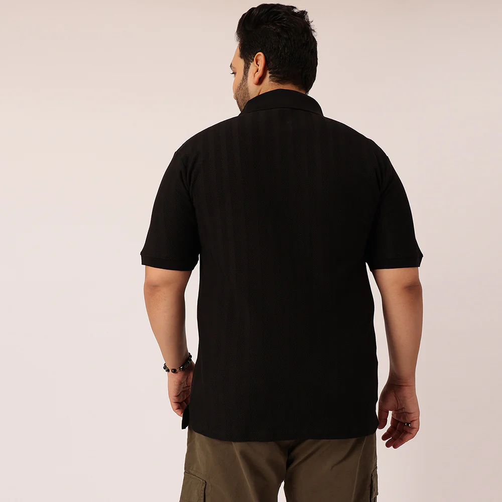 Textured Premium Zipper Knitted Polo T-shirt - Image 11