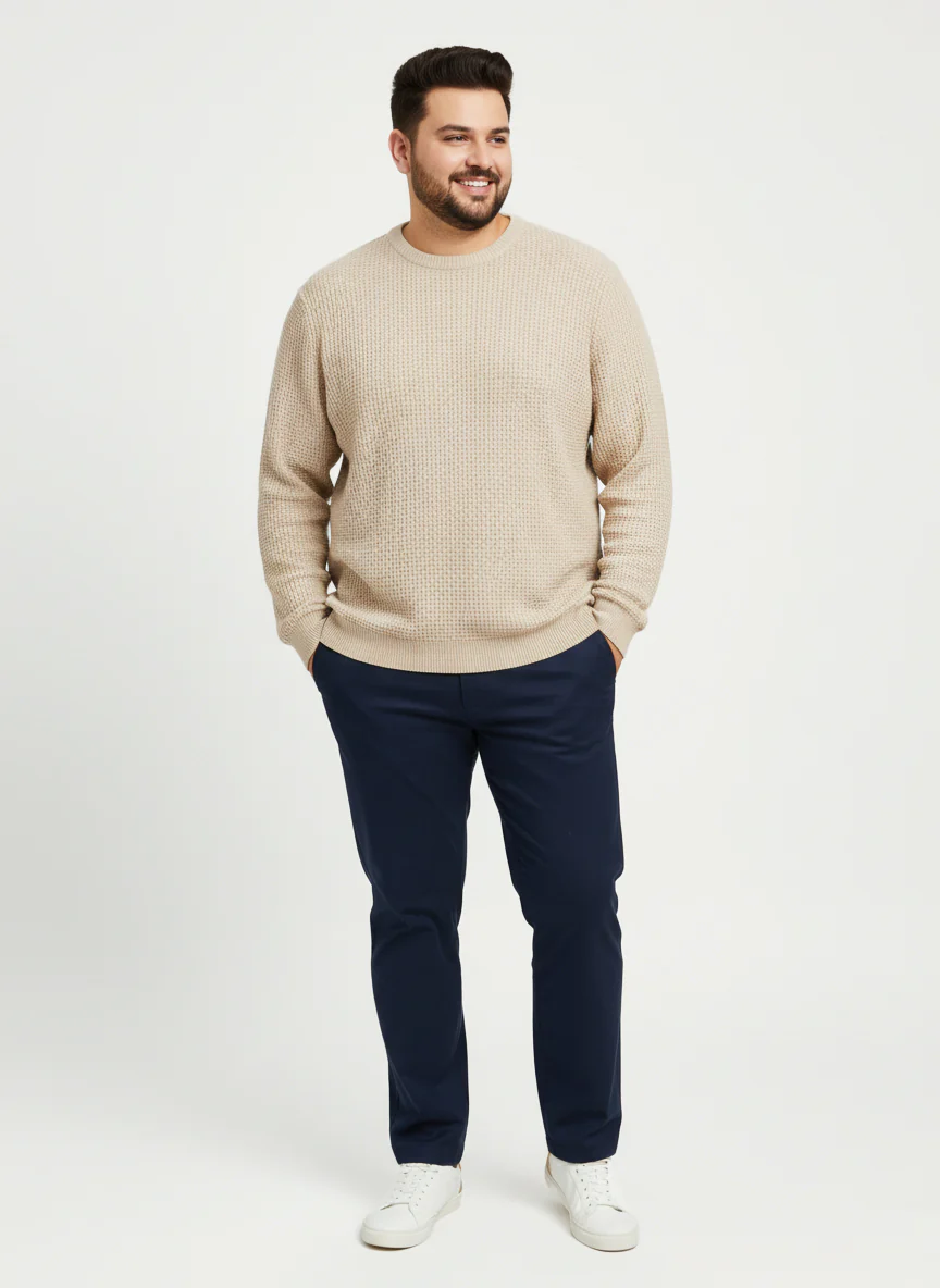 Waffle Pure Cotton Crew Neck Full Sleeve T-shirt - Image 6