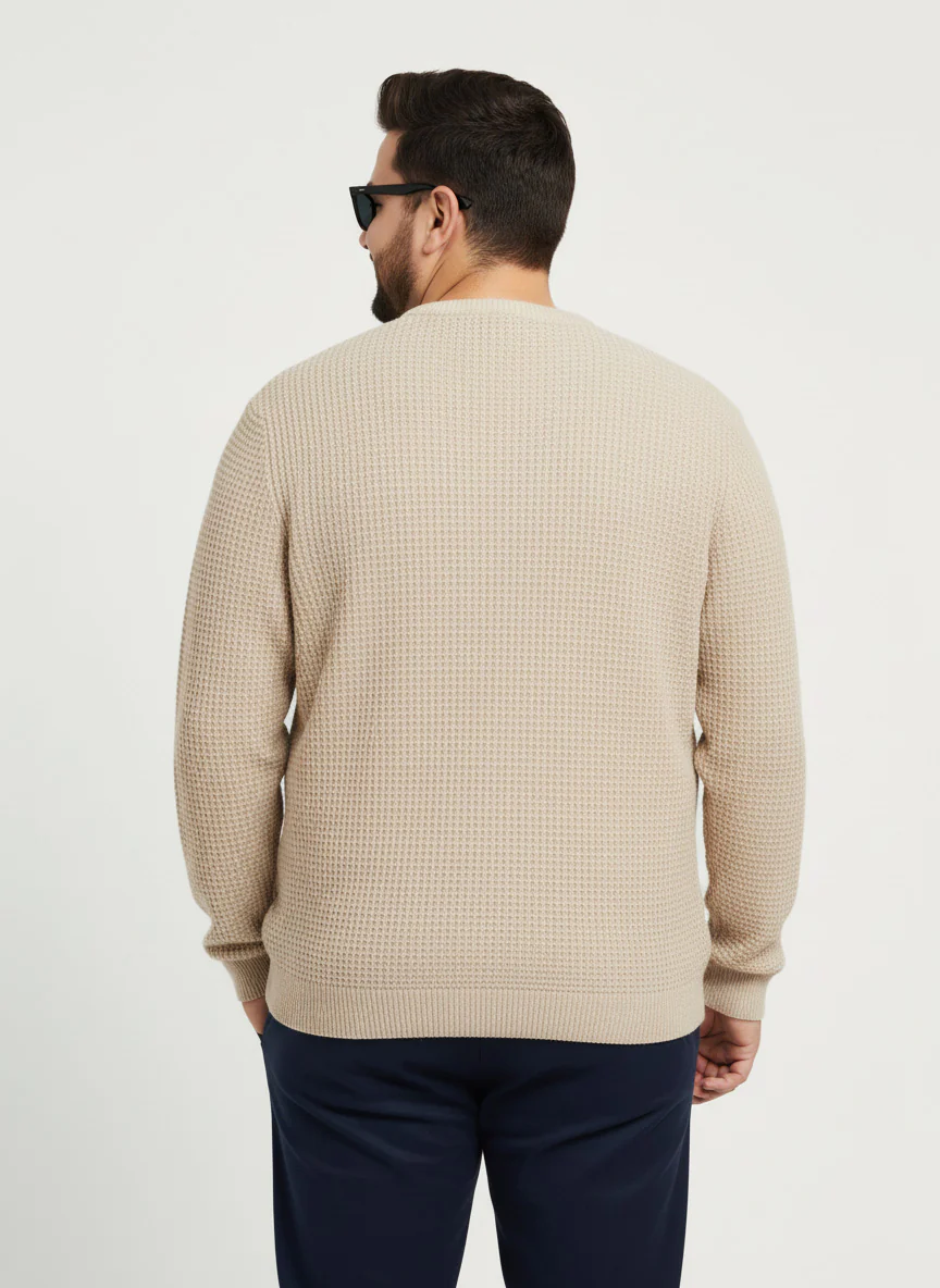 Waffle Pure Cotton Crew Neck Full Sleeve T-shirt - Image 8