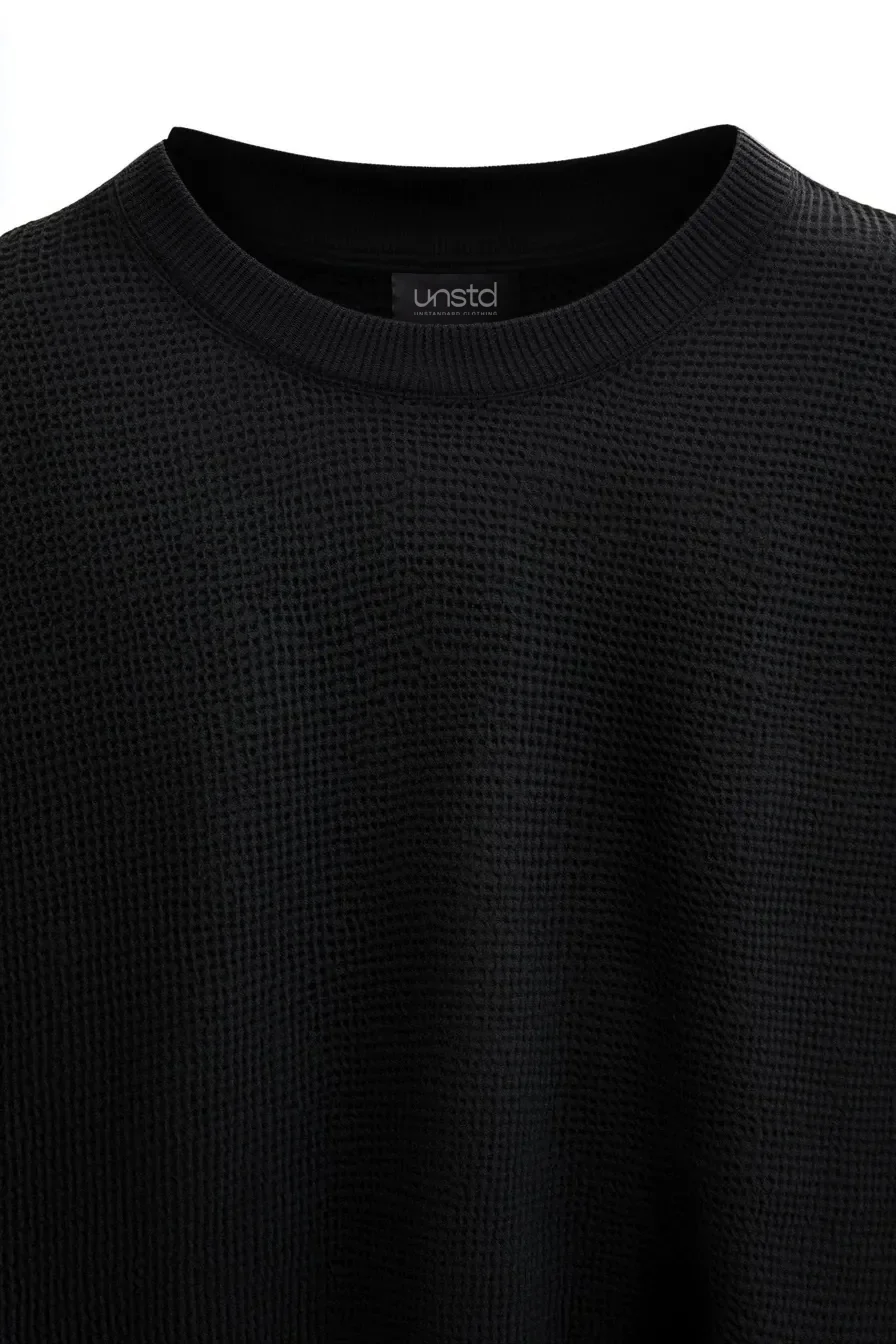 Waffle Pure Cotton Crew Neck Full Sleeve T-shirt - Image 4