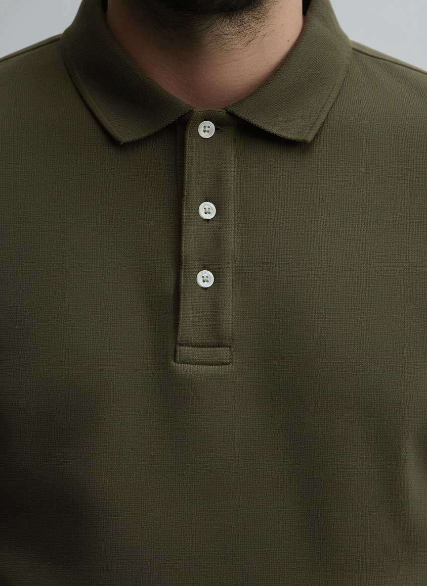 Wave Knit  Full Sleeve Textured  Plus Size Polo - Image 3