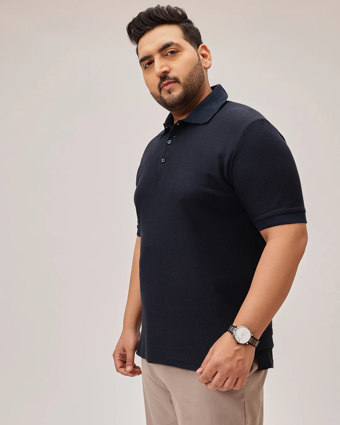 Wave Knit Textured  Plus Size Polo - Image 11