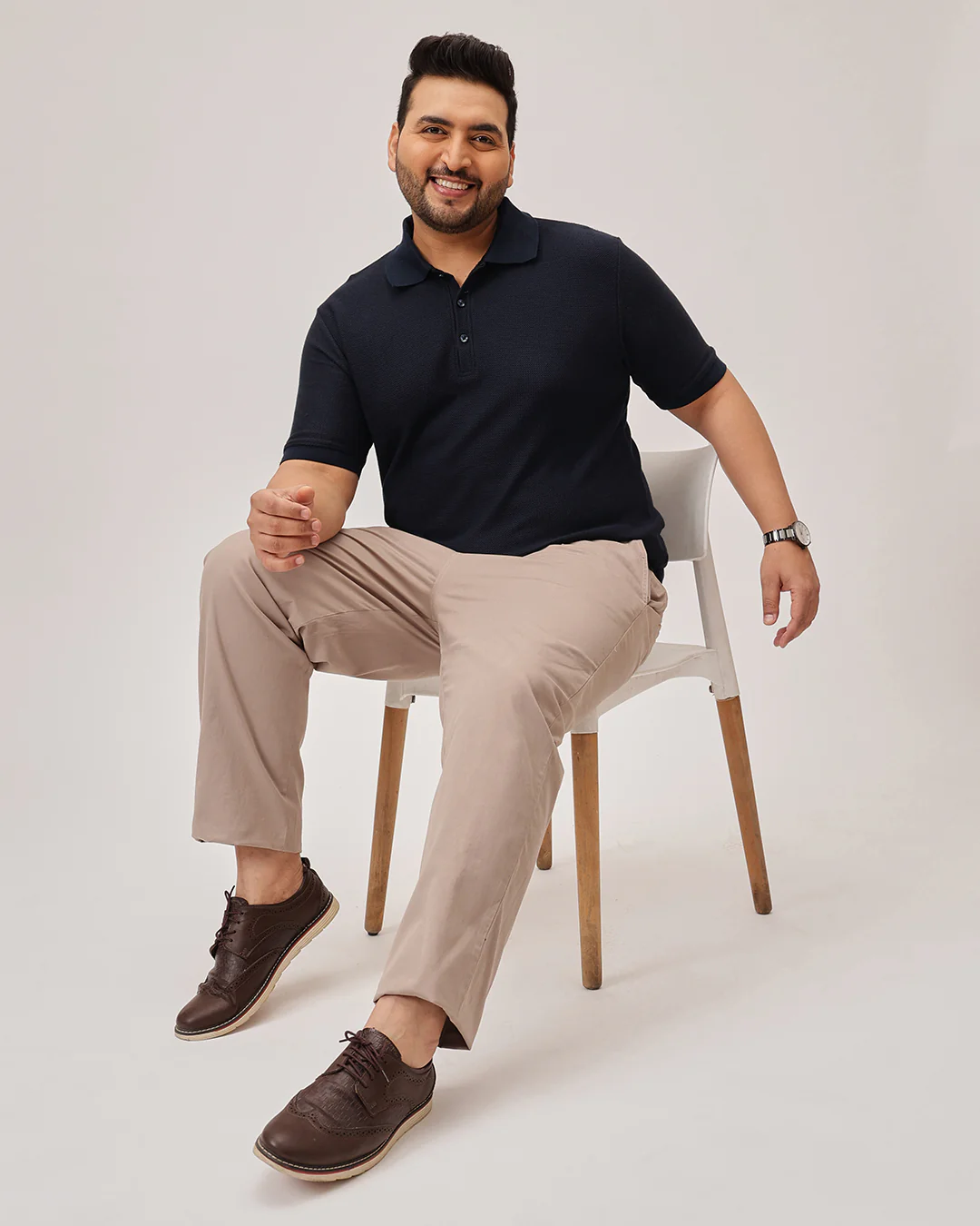Wave Knit Textured  Plus Size Polo - Image 14