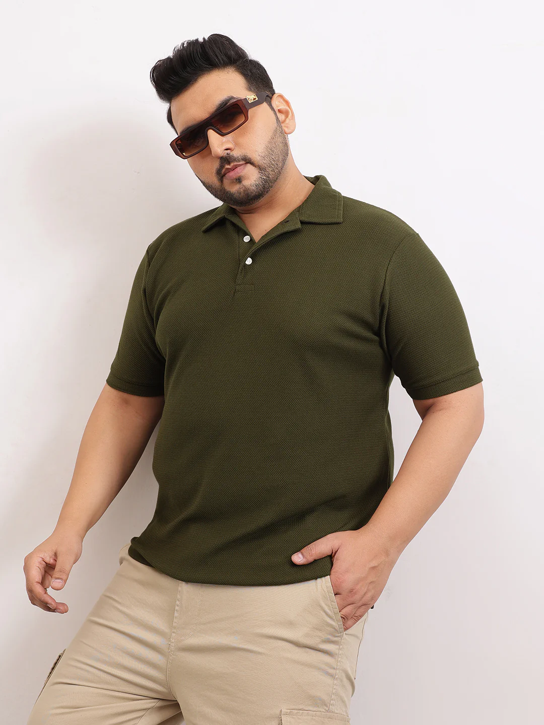 Wave Knit Textured  Plus Size Polo - Image 16