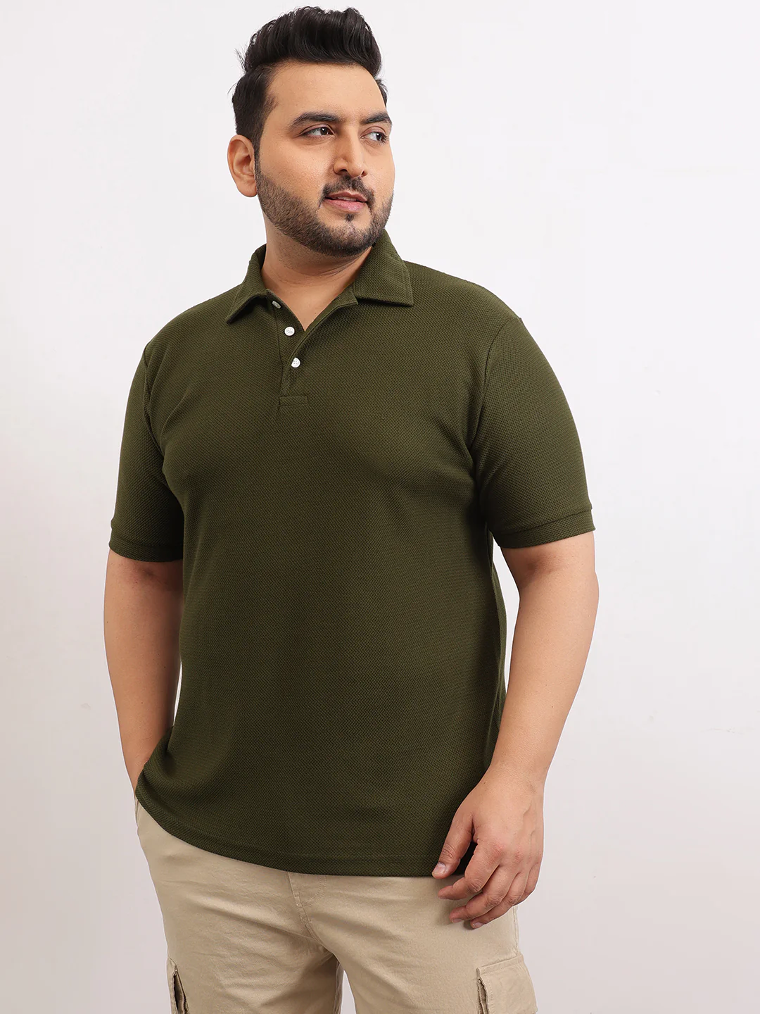 Wave Knit Textured  Plus Size Polo - Image 19