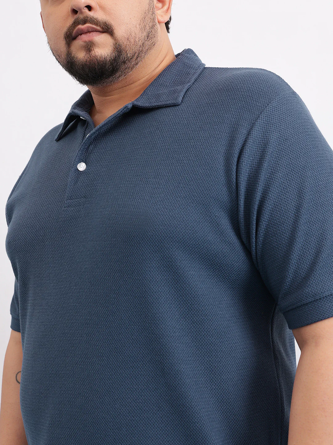 Wave Knit Textured  Plus Size Polo - Image 3