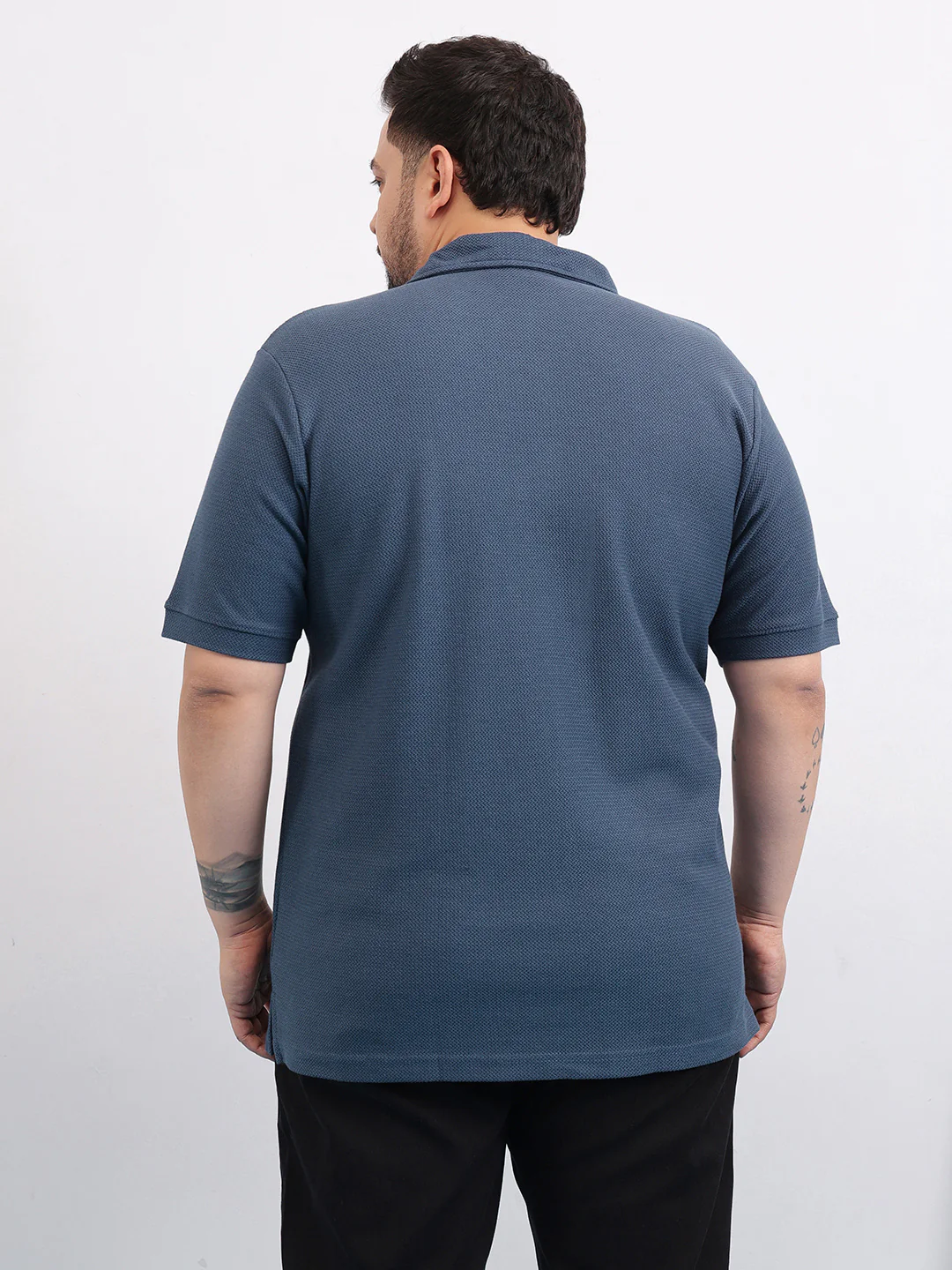 Wave Knit Textured  Plus Size Polo - Image 4