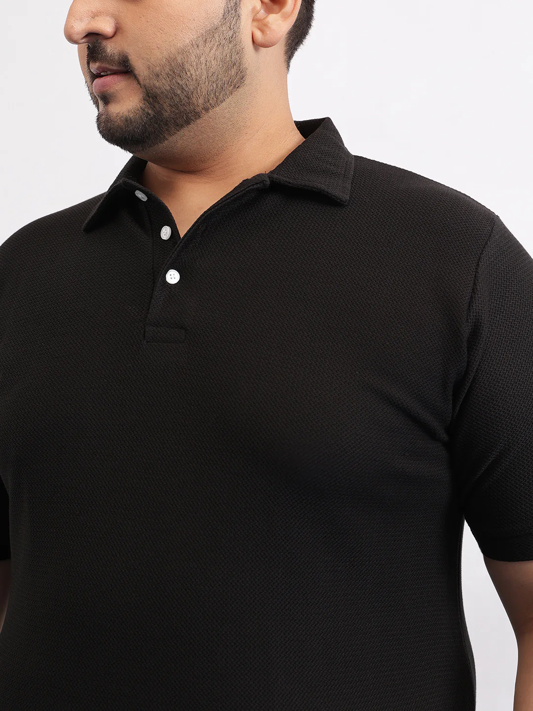 Wave Knit Textured  Plus Size Polo - Image 7