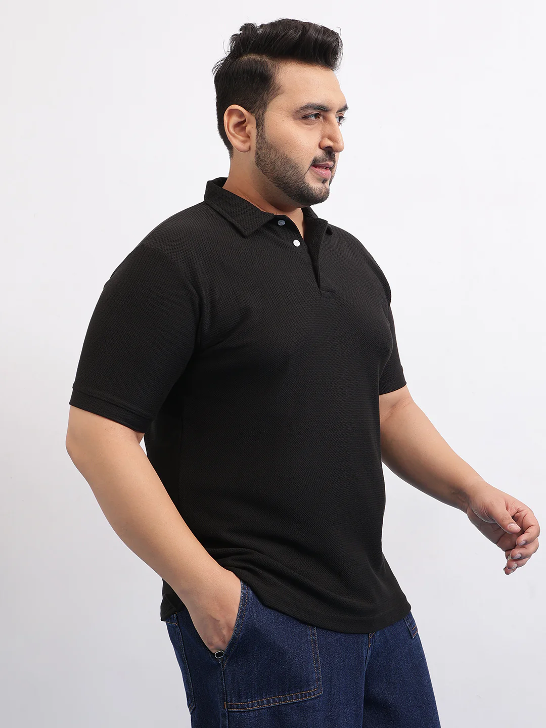 Wave Knit Textured  Plus Size Polo - Image 8