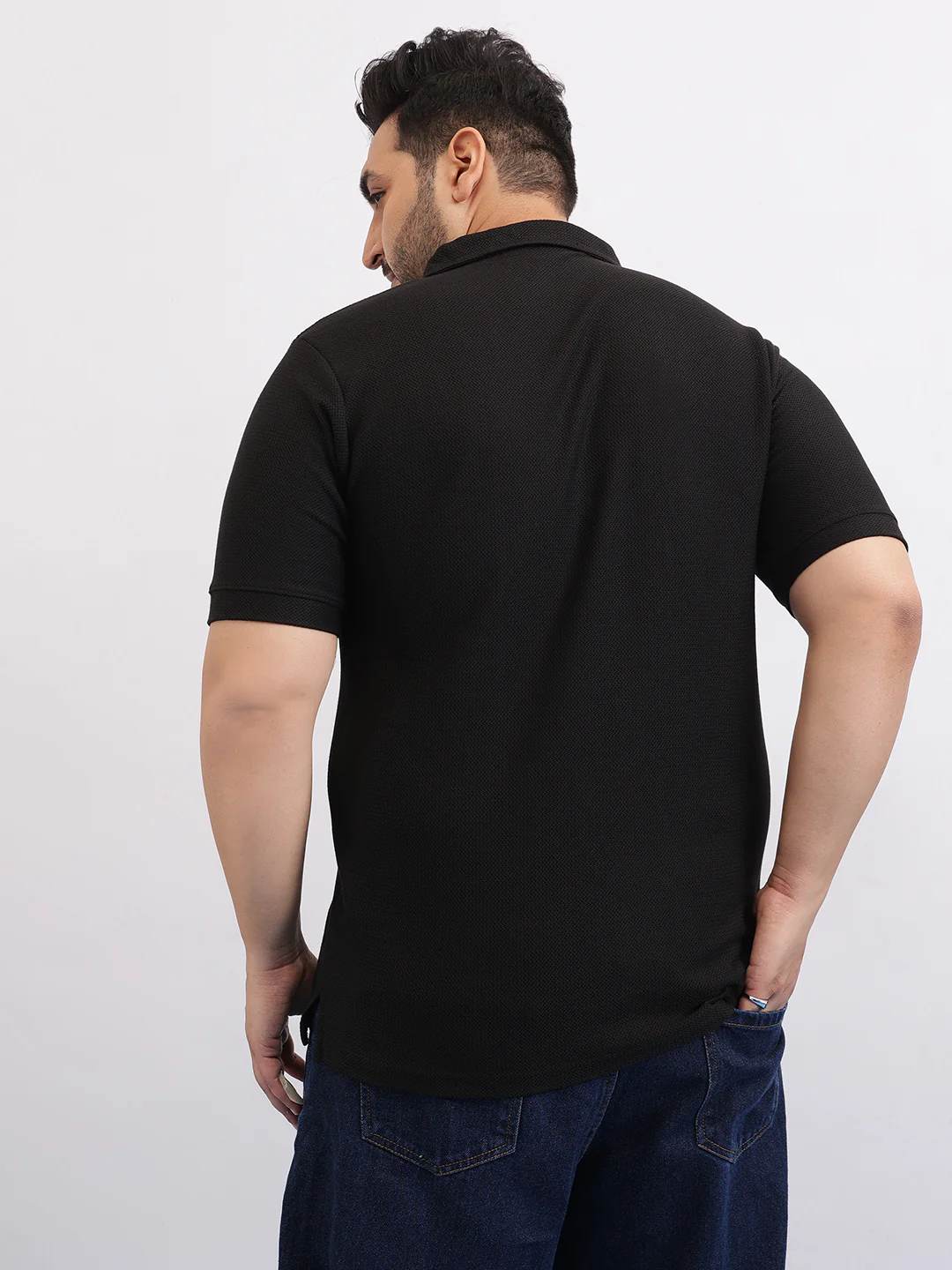 Wave Knit Textured  Plus Size Polo - Image 9