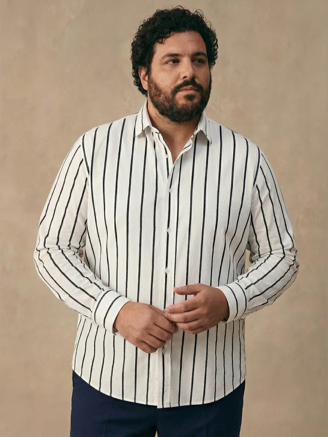 White and black stripe plus size shirt
