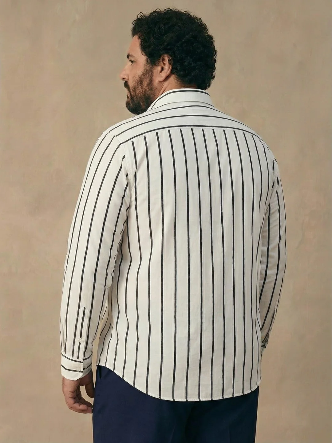 White and black stripe plus size shirt - Image 5