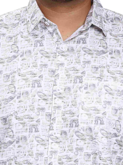 White Beige Printed Plus Size Shirt - Image 6