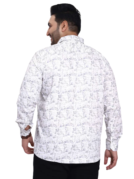 White Beige Printed Plus Size Shirt - Image 7