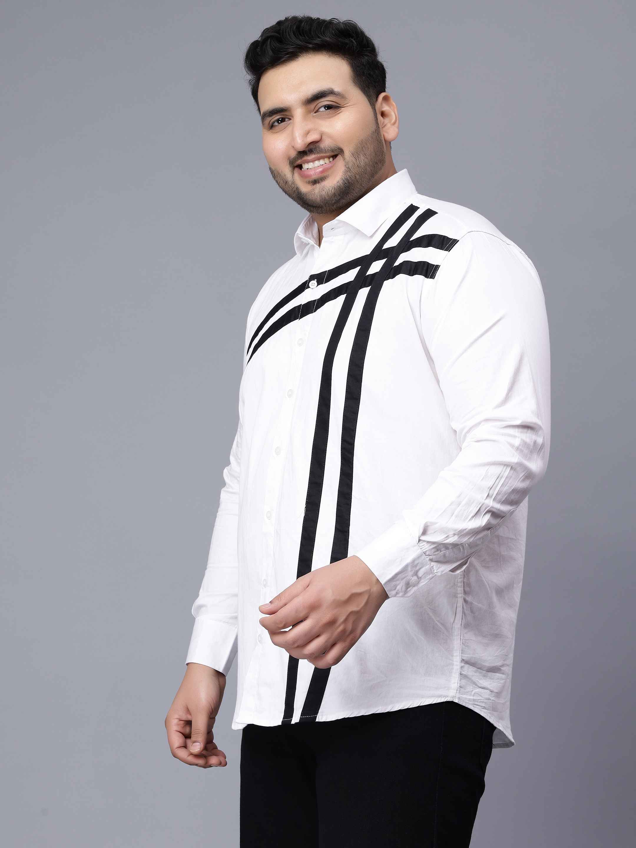 White Black Cut n Sew Plus Size Shirt - Image 2