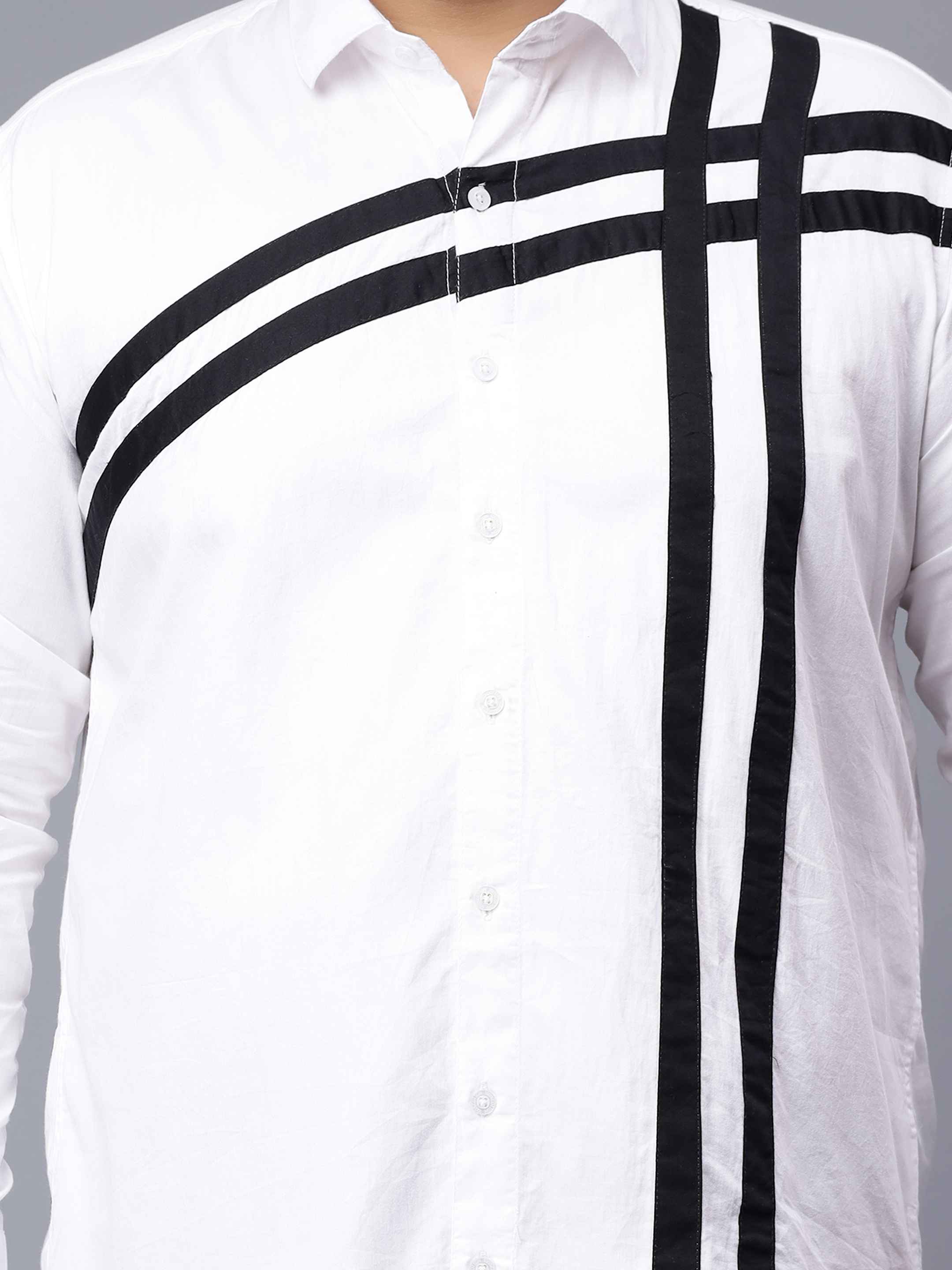 White Black Cut n Sew Plus Size Shirt - Image 3