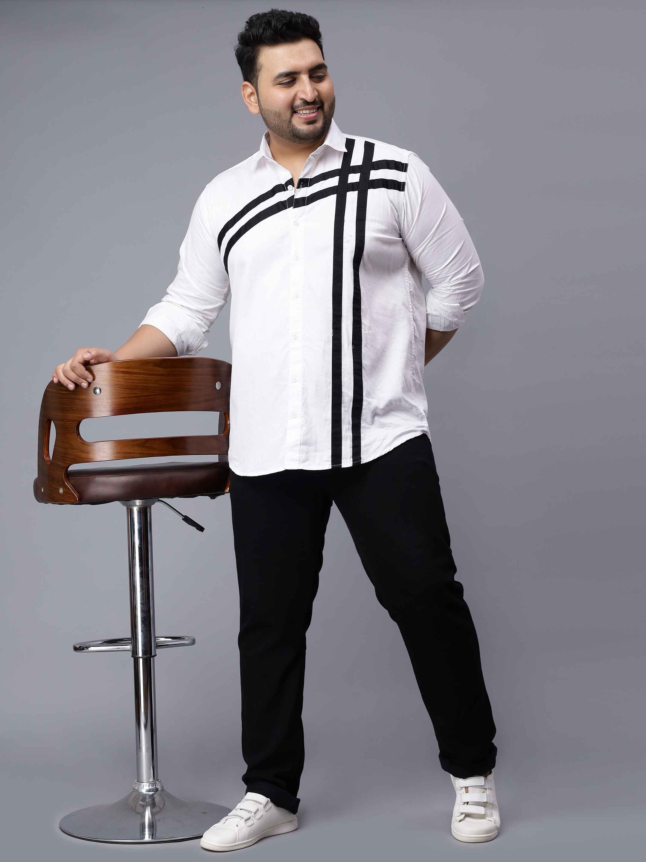 White Black Cut n Sew Plus Size Shirt - Image 4