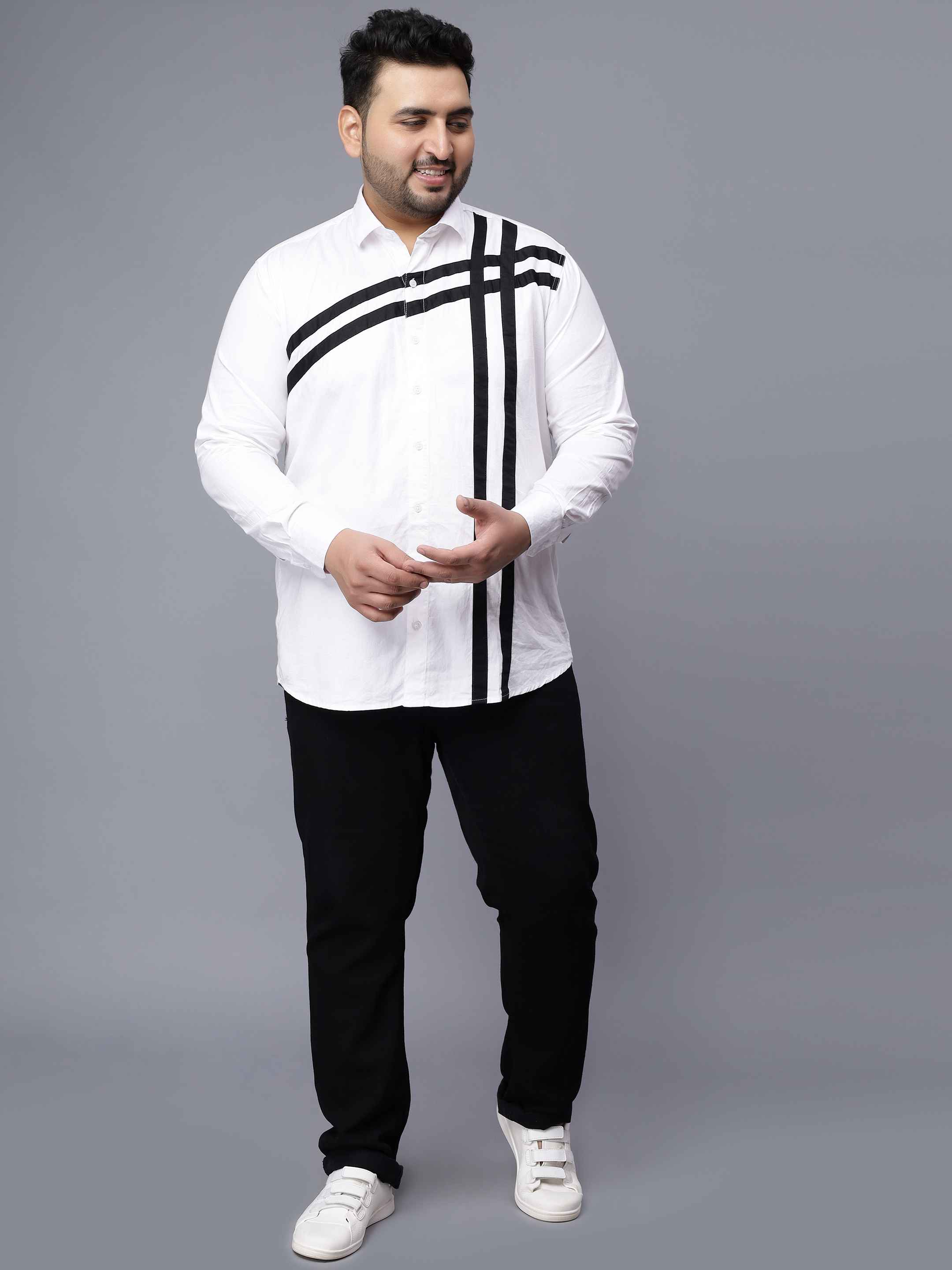 White Black Cut n Sew Plus Size Shirt - Image 6