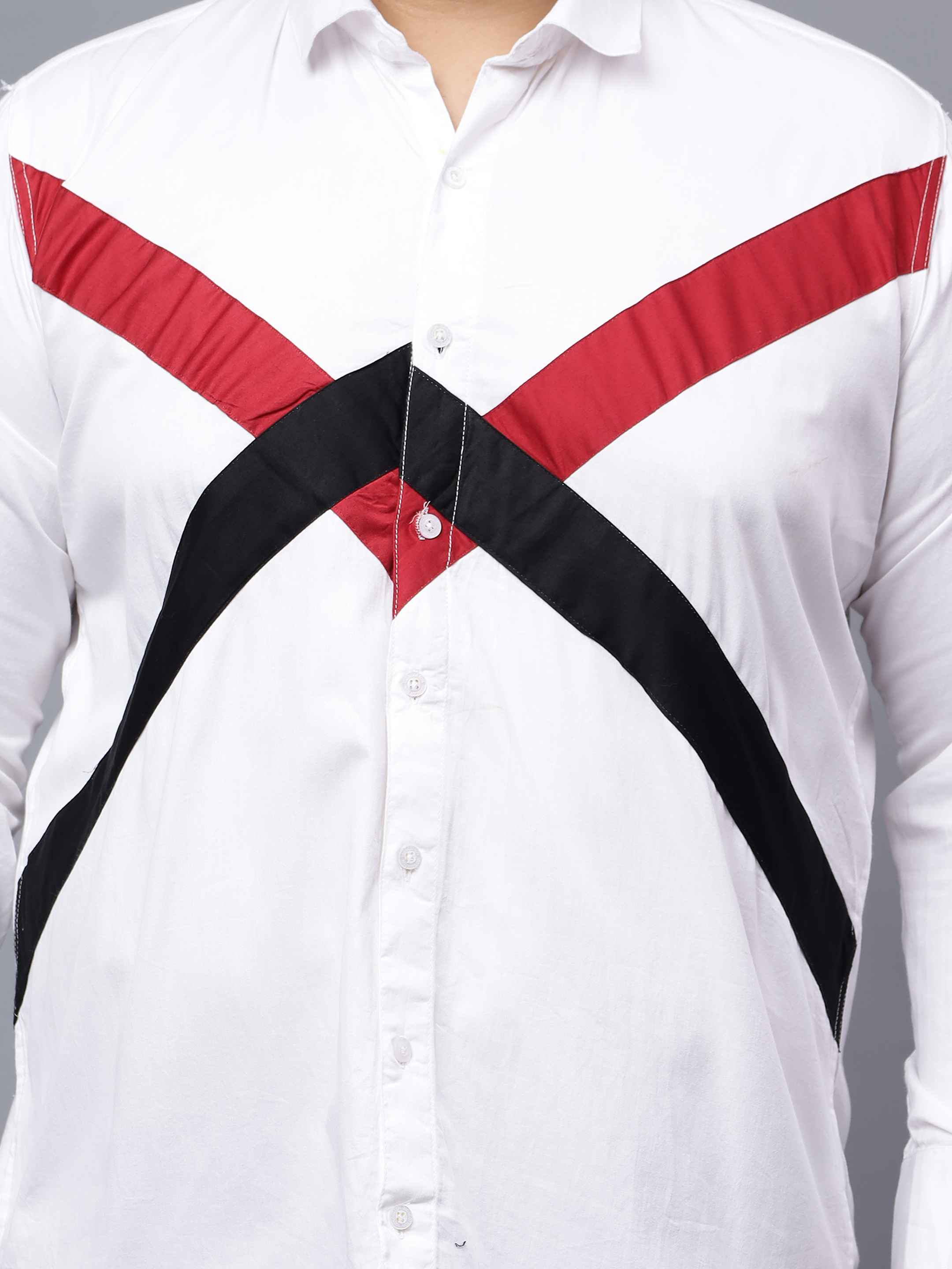 White Black Red Cut n Sew Plus Size Shirt - Image 3