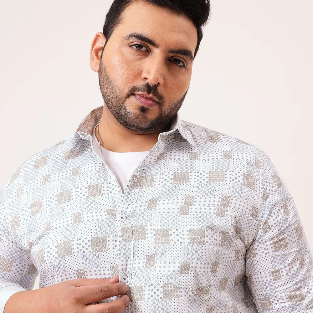 White Blue Printed Plus Size Shirt - Image 4