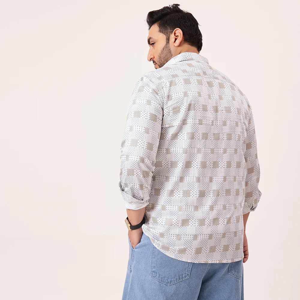 White Blue Printed Plus Size Shirt - Image 5