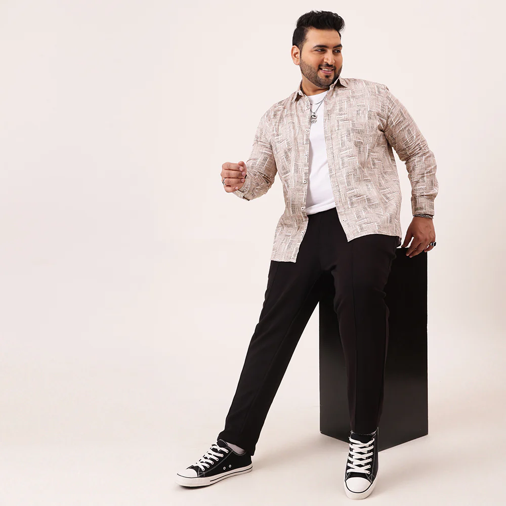 White Brown Printed Plus Size Shirt - Image 2
