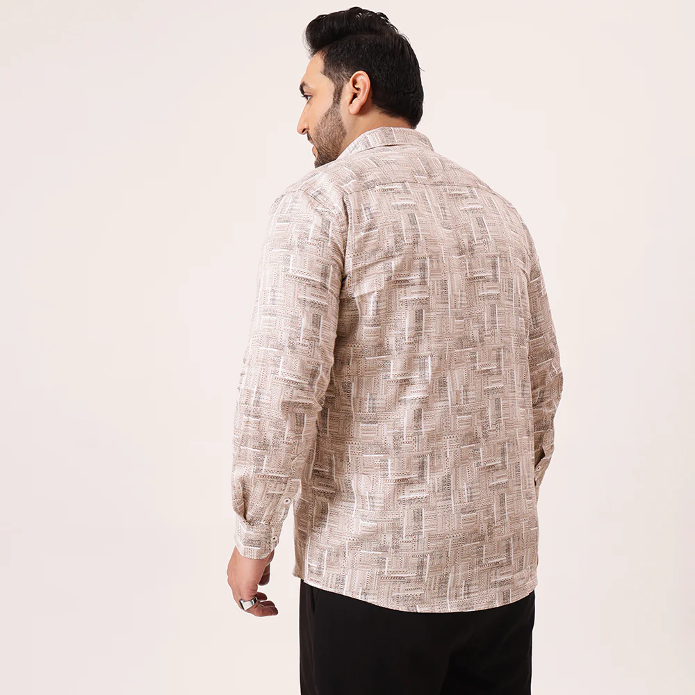 White Brown Printed Plus Size Shirt - Image 5