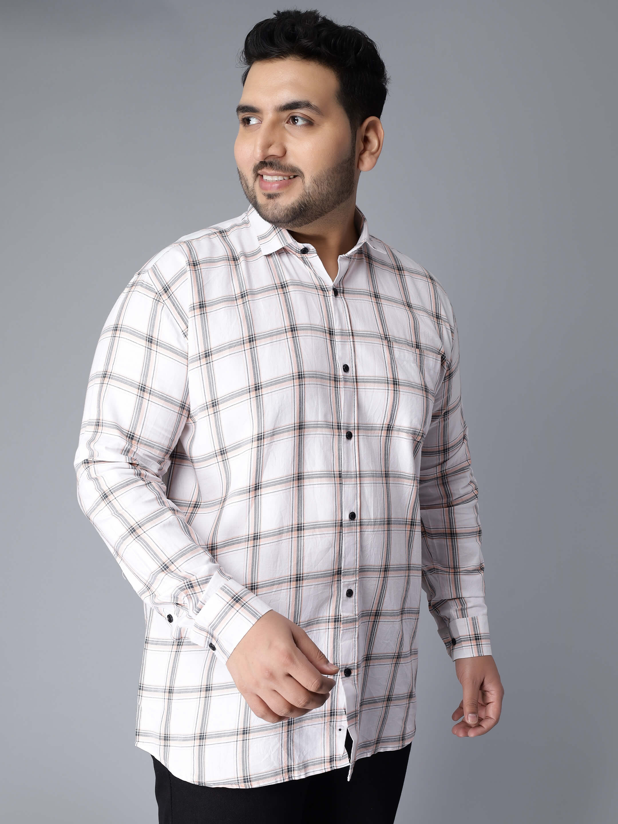 White Checkered Plus Size Shirt - Image 2