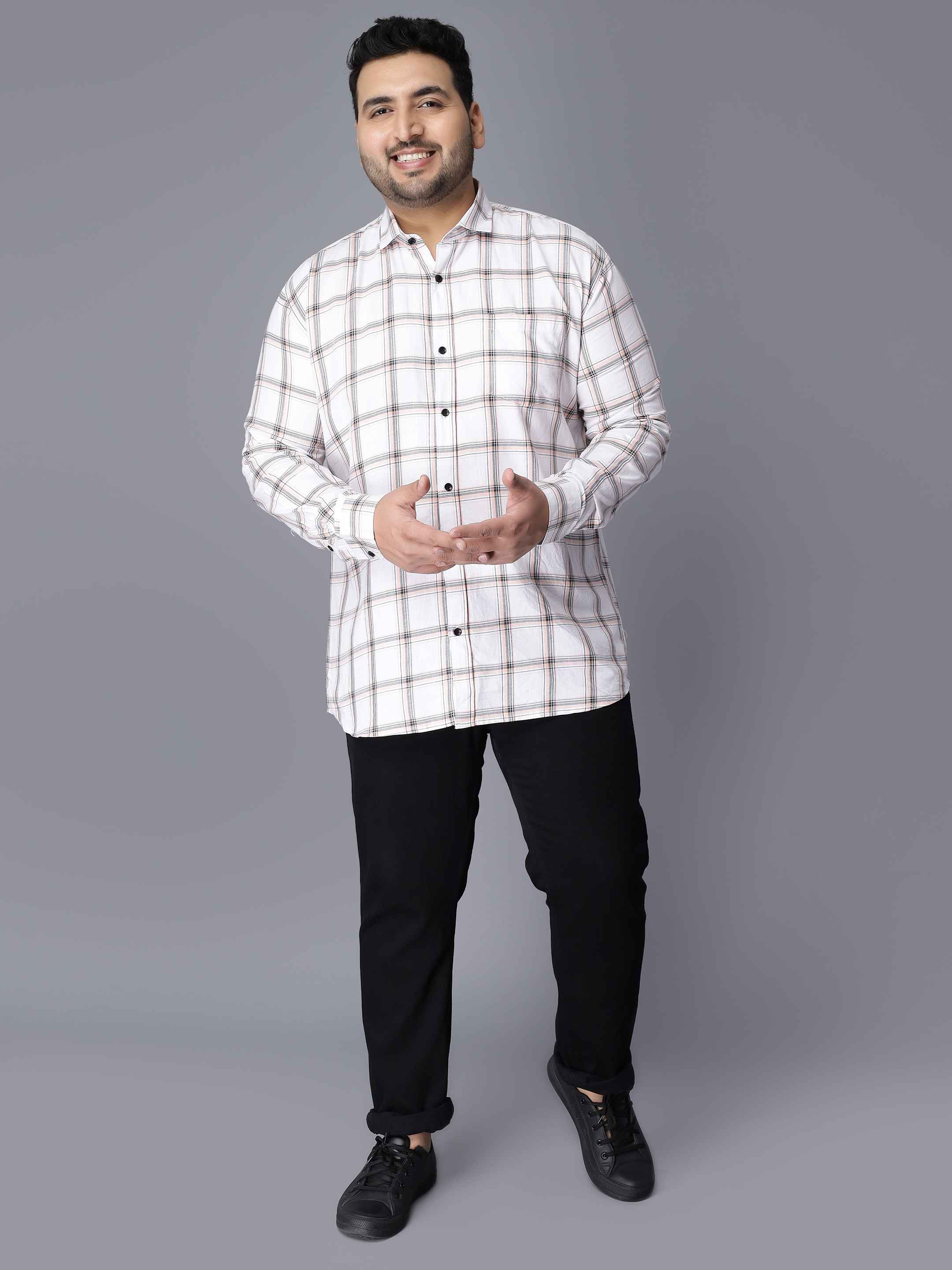 White Checkered Plus Size Shirt - Image 4