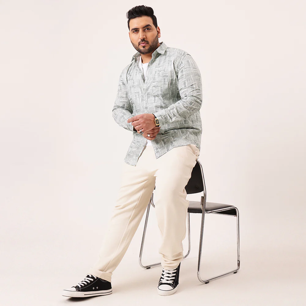 White Green Printed Plus Size Shirt - Image 2