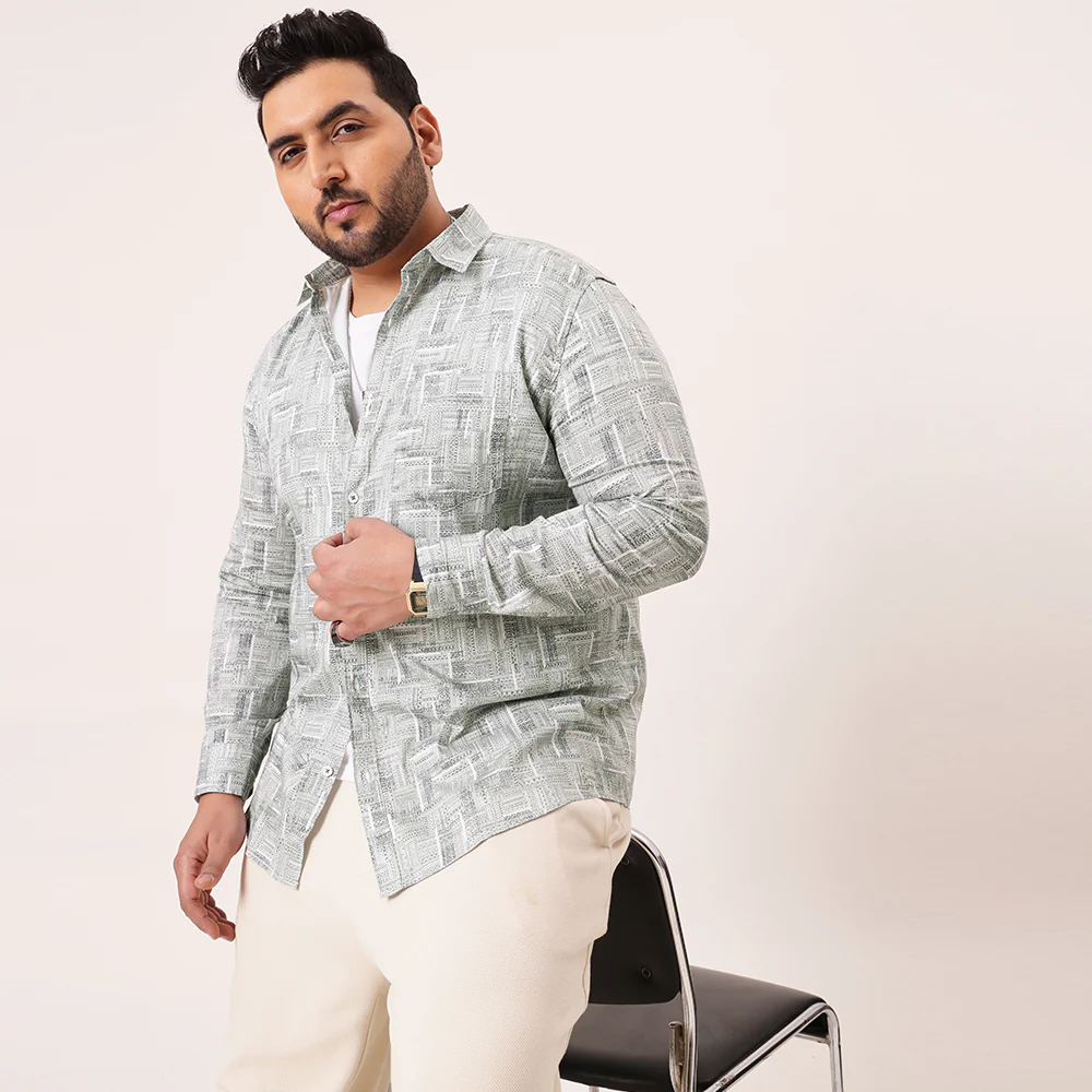 White Green Printed Plus Size Shirt - Image 3