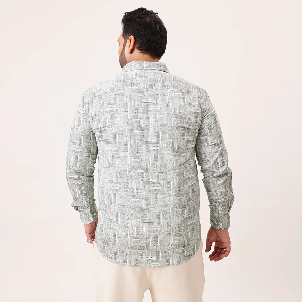 White Green Printed Plus Size Shirt - Image 5