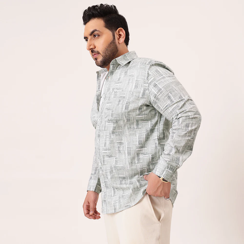 White Green Printed Plus Size Shirt - Image 6