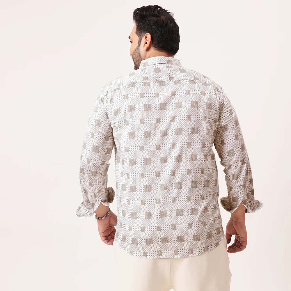 White Grey Printed Plus Size Shirt - Image 5