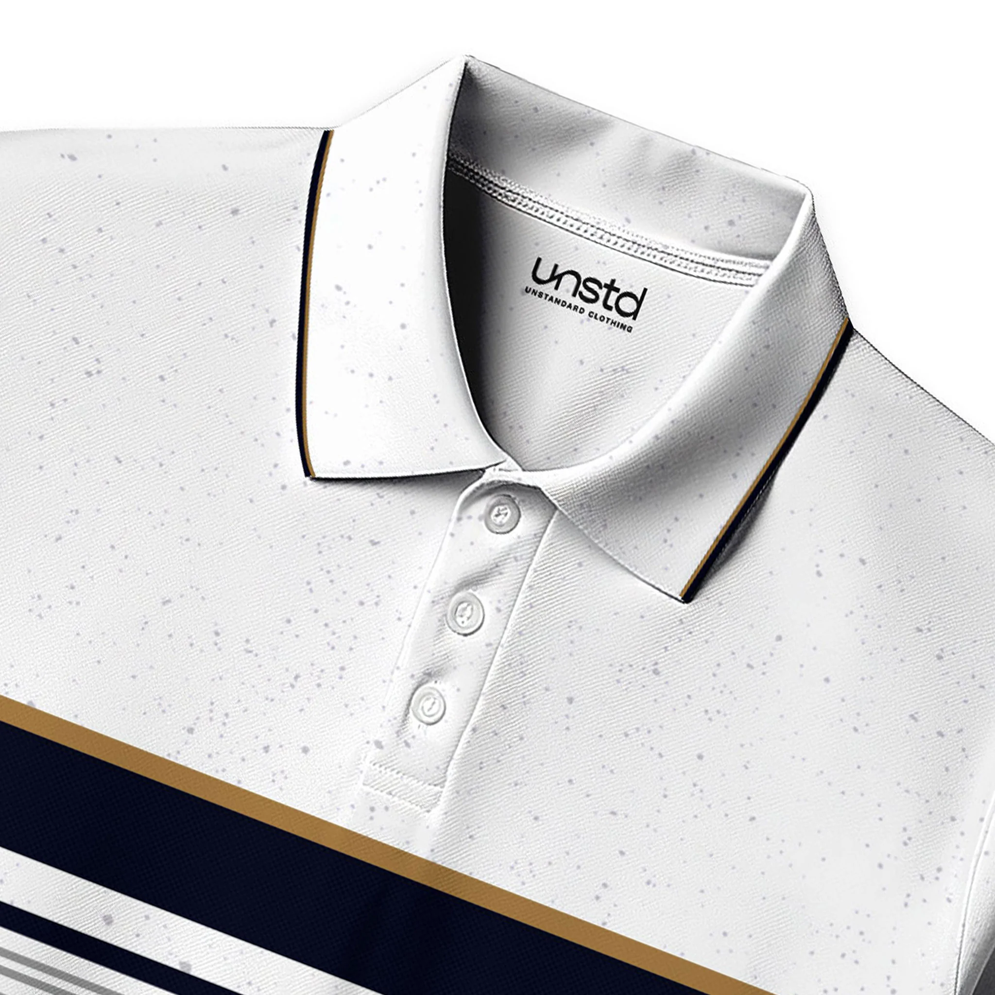 White Horizontal Striped Premium Polo T-shirt - Image 2