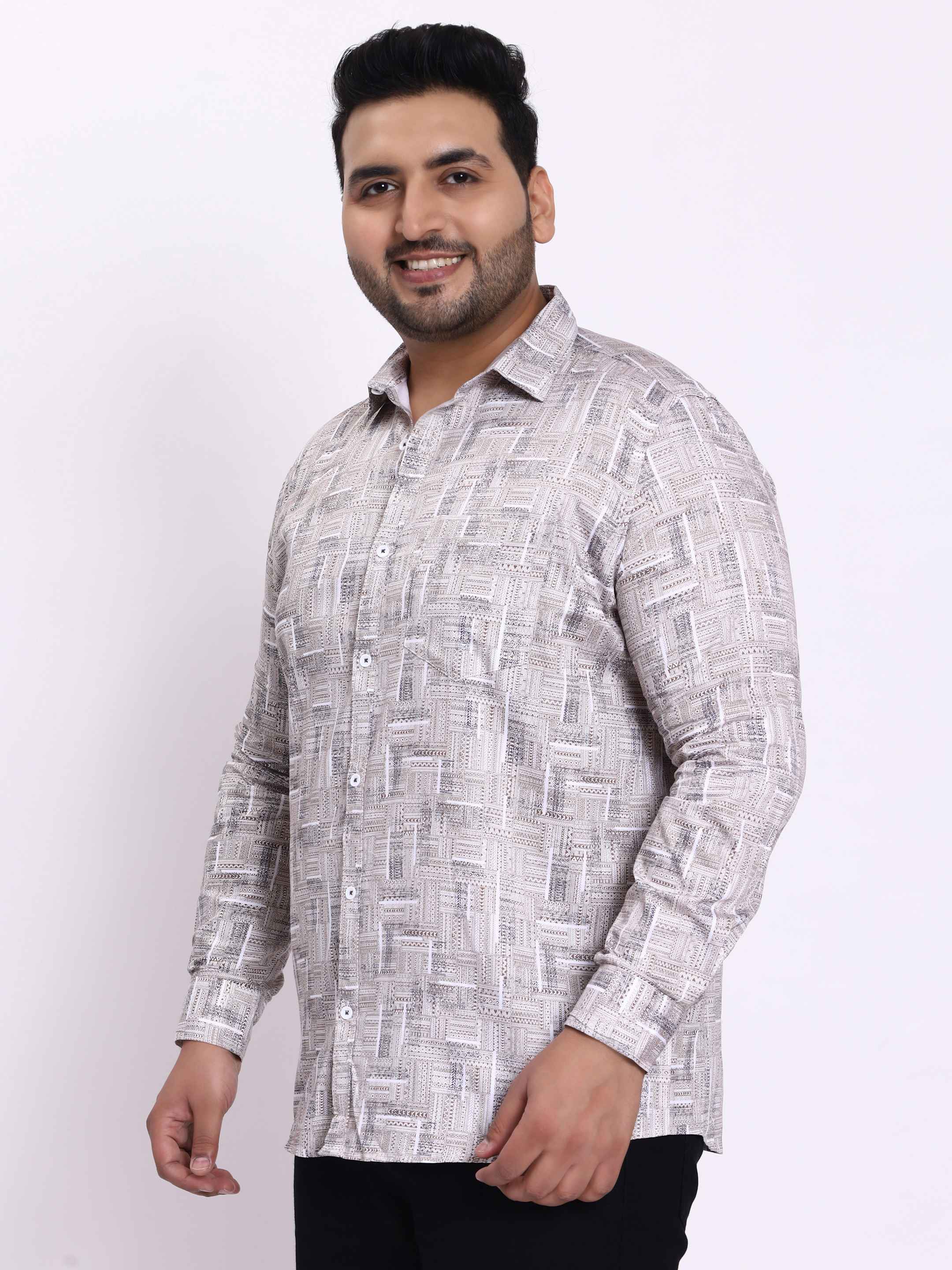 White Ink Blue Printed Plus Size Shirt - Image 4