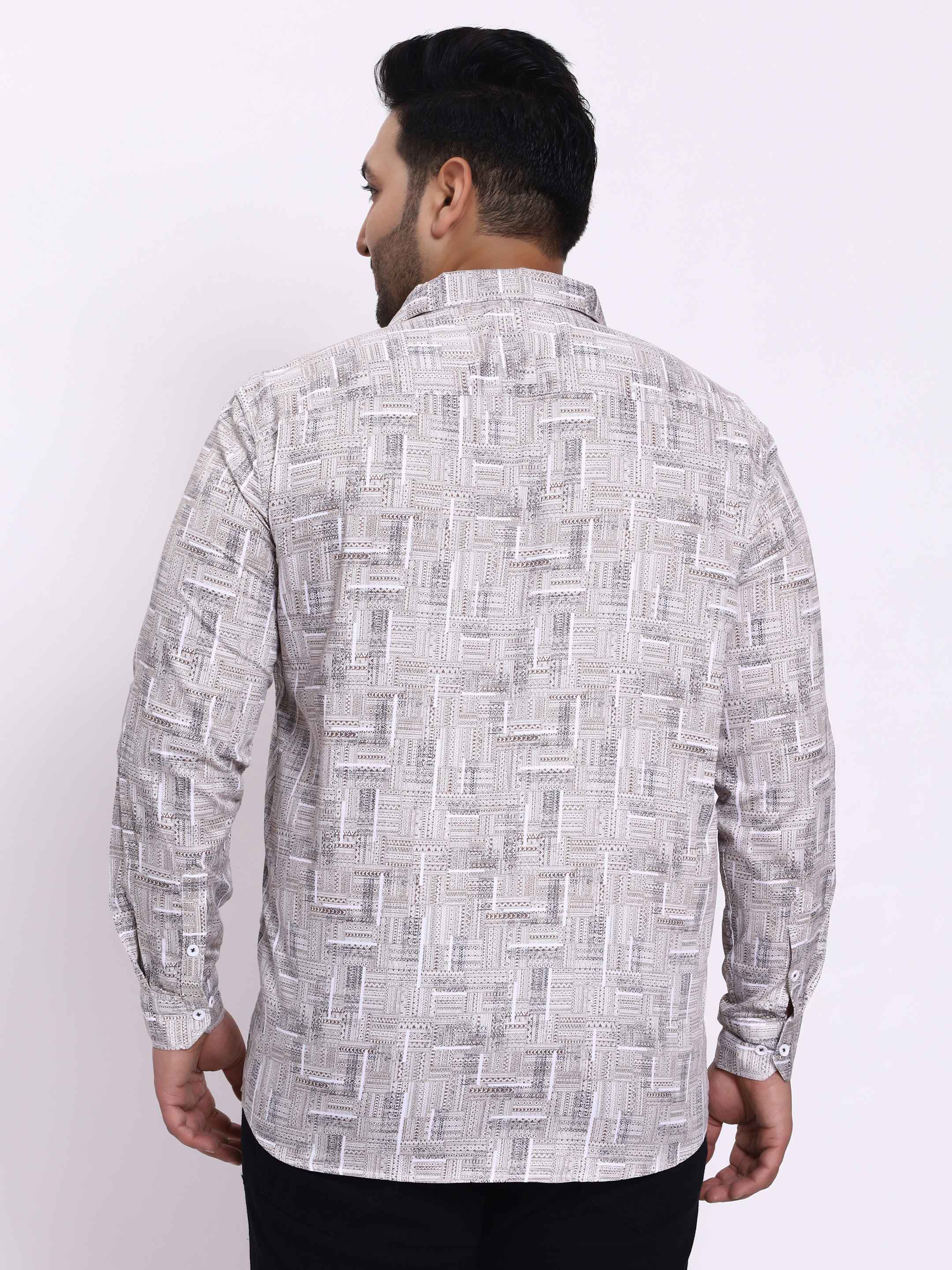 White Ink Blue Printed Plus Size Shirt - Image 5
