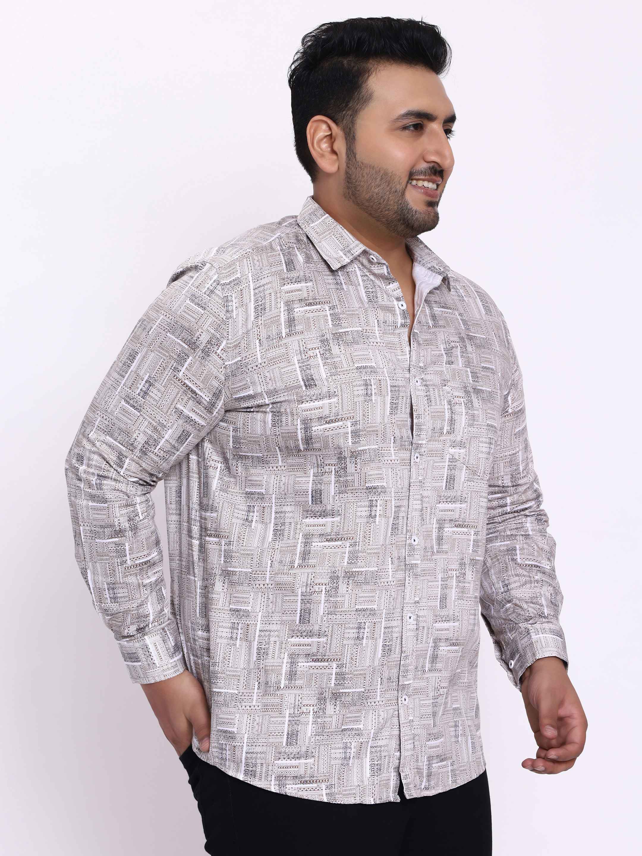 White Ink Blue Printed Plus Size Shirt - Image 6