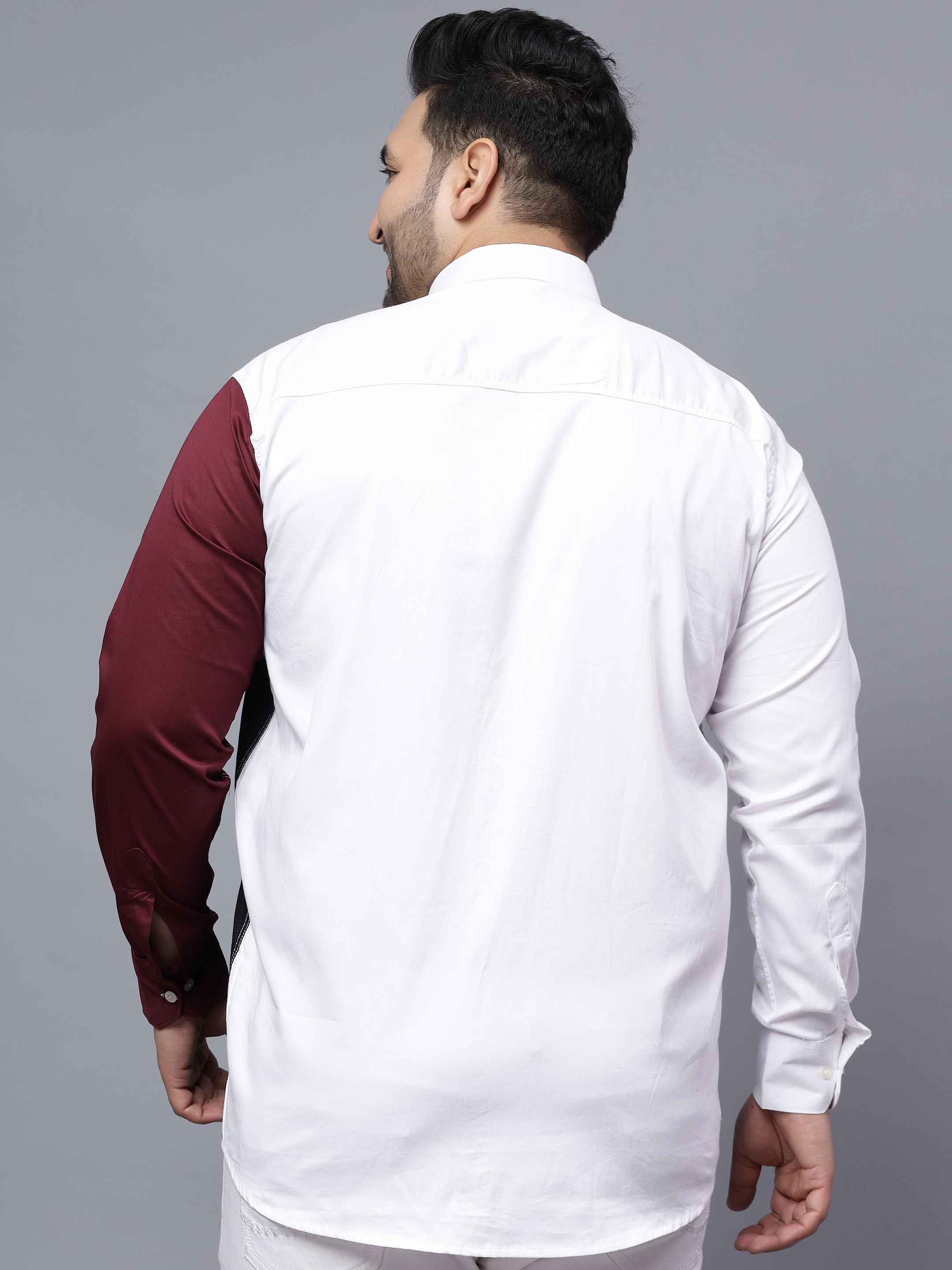 White Maroon Black Three Color Plus Size Shirt - Image 5