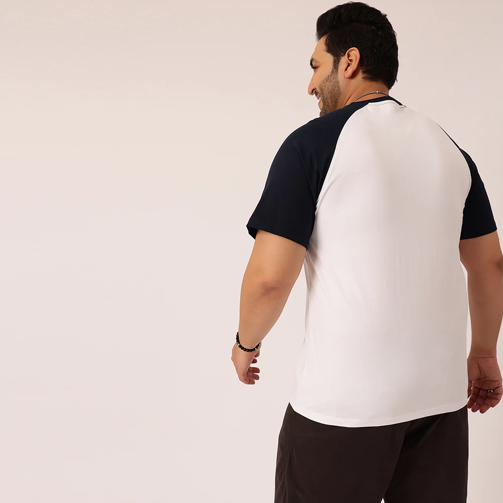 White Navy Raglan T-shirt - Image 4