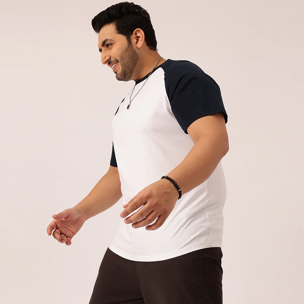White Navy Raglan T-shirt - Image 5