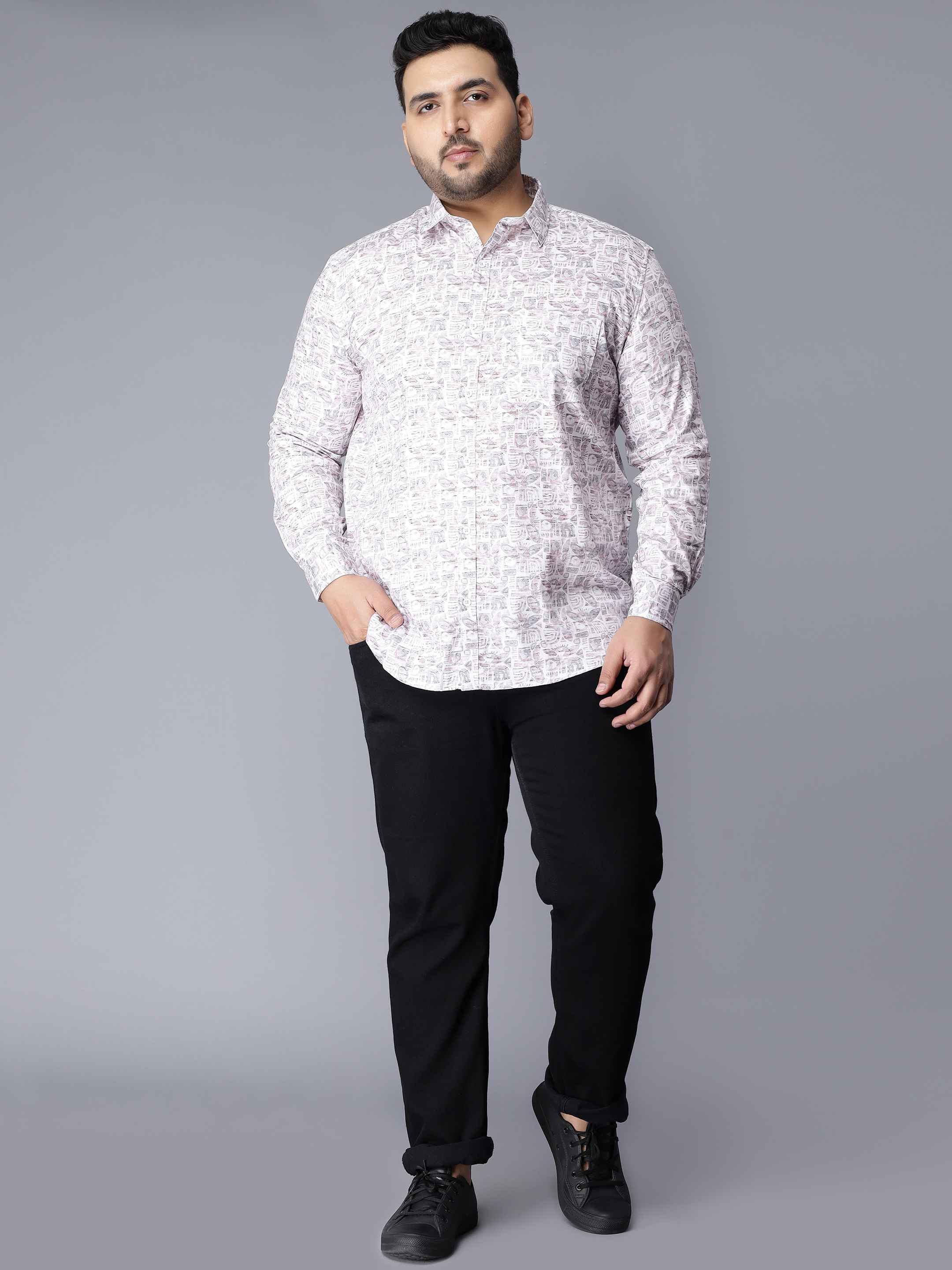 White Pink Printed Plus Size Shirt - Image 2